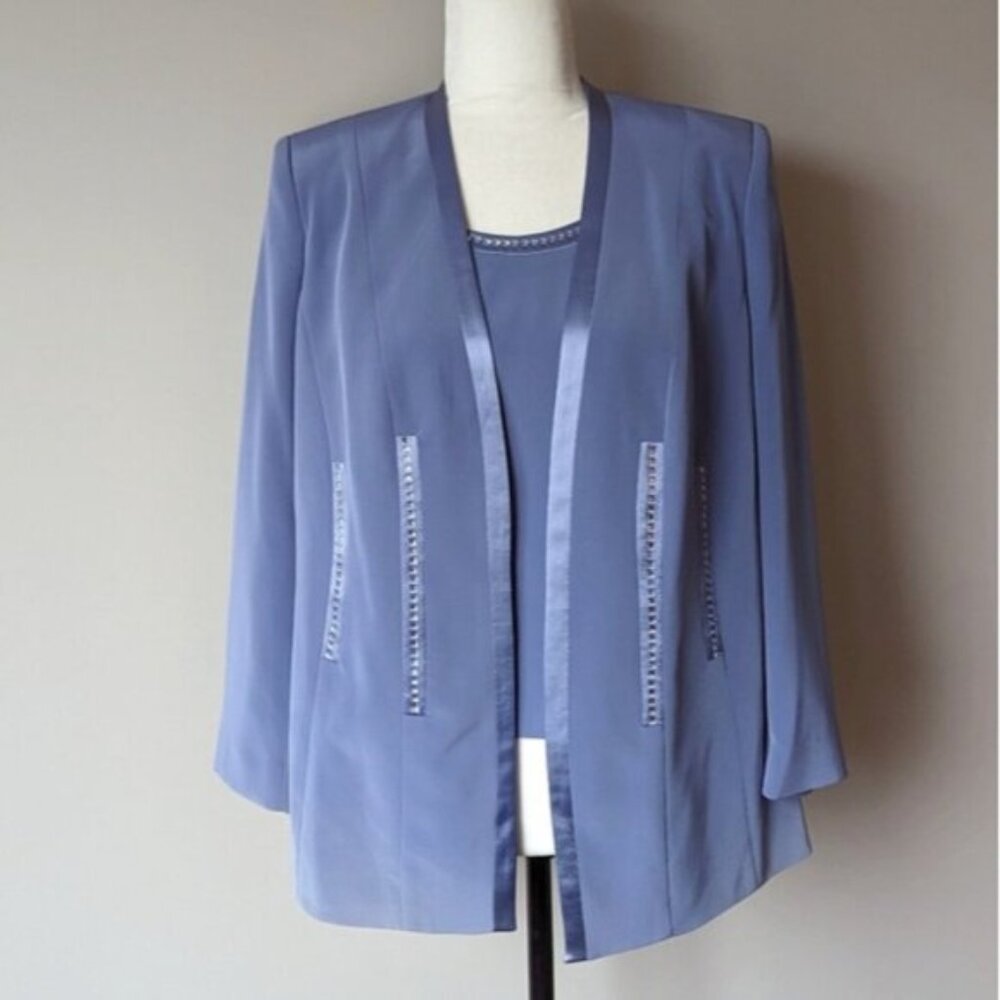 Lilac purple satin jewelled two piece blazer set